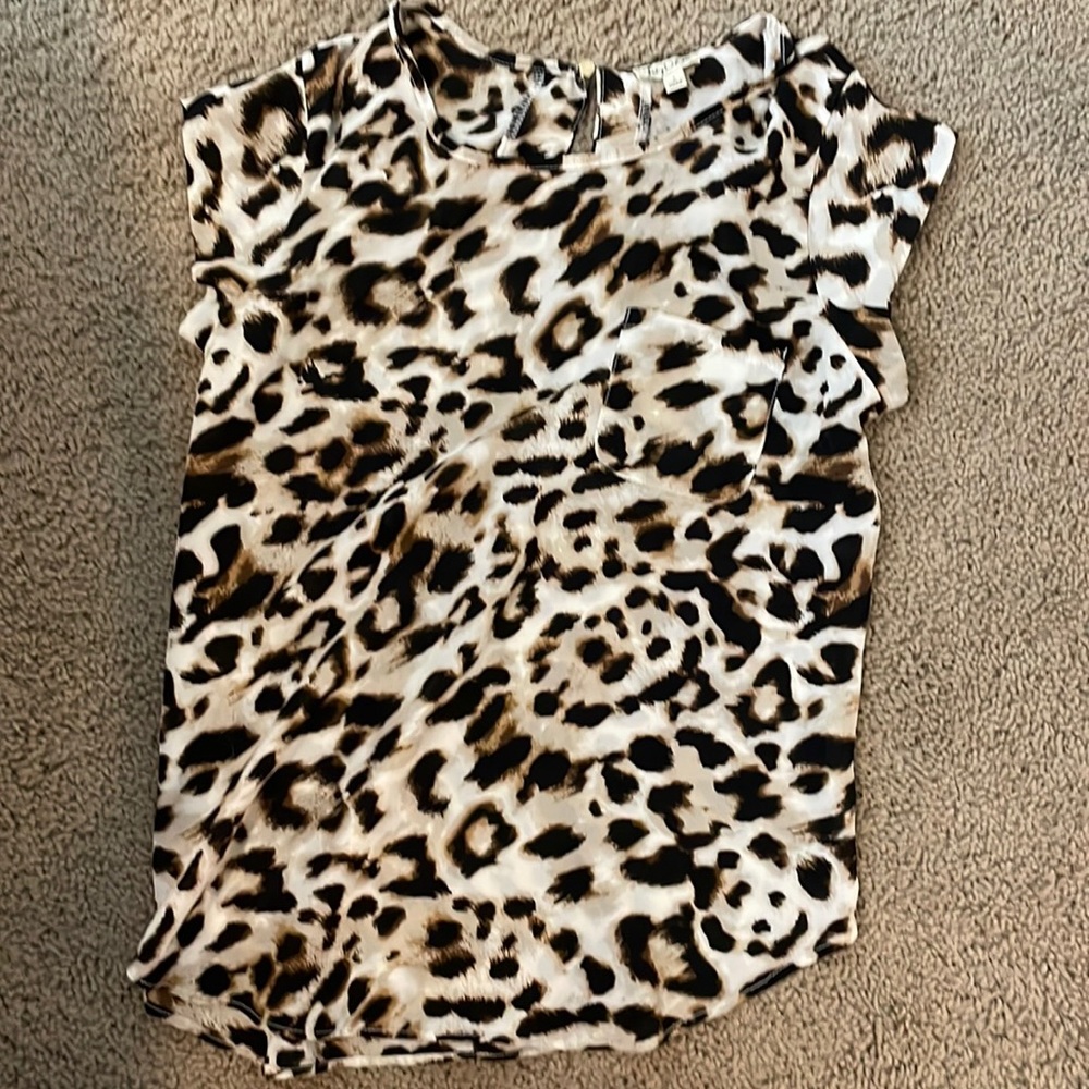 Cheetah front pocket blouse
